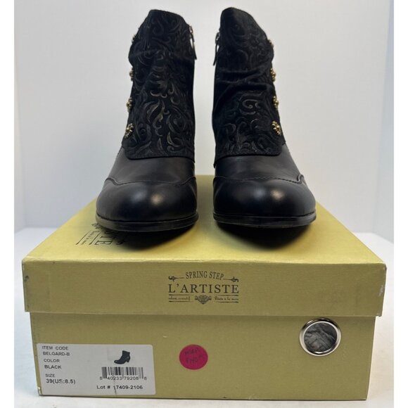 L'Artiste by Spring Step Women's Belgard Black Leather Ankle Bootie Size 39 - Picture 11 of 11
